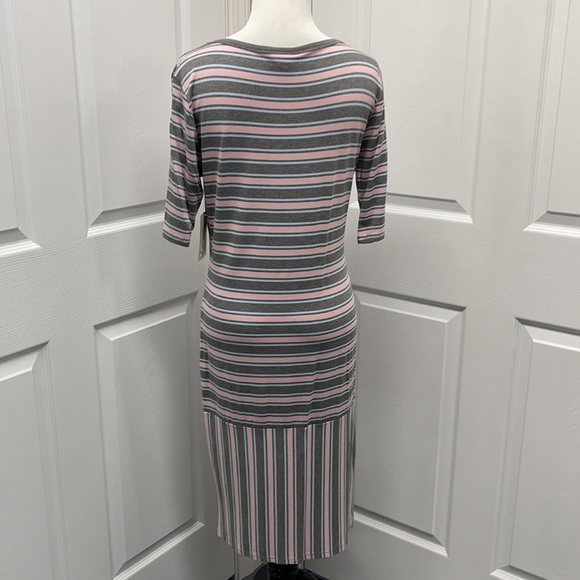 LuLaRoe New Pink Gray Blue Striped Julia Dress NWT - Picture 5 of 10